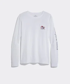 Tees<Vineyard Vines Whale & Tree Long-Sleeve Pocket Tee White Cap