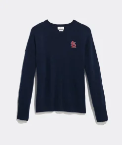 New York Mets<Vineyard Vines Women's New York Mets Mountain Sweater Fleece Vest Deep Bay